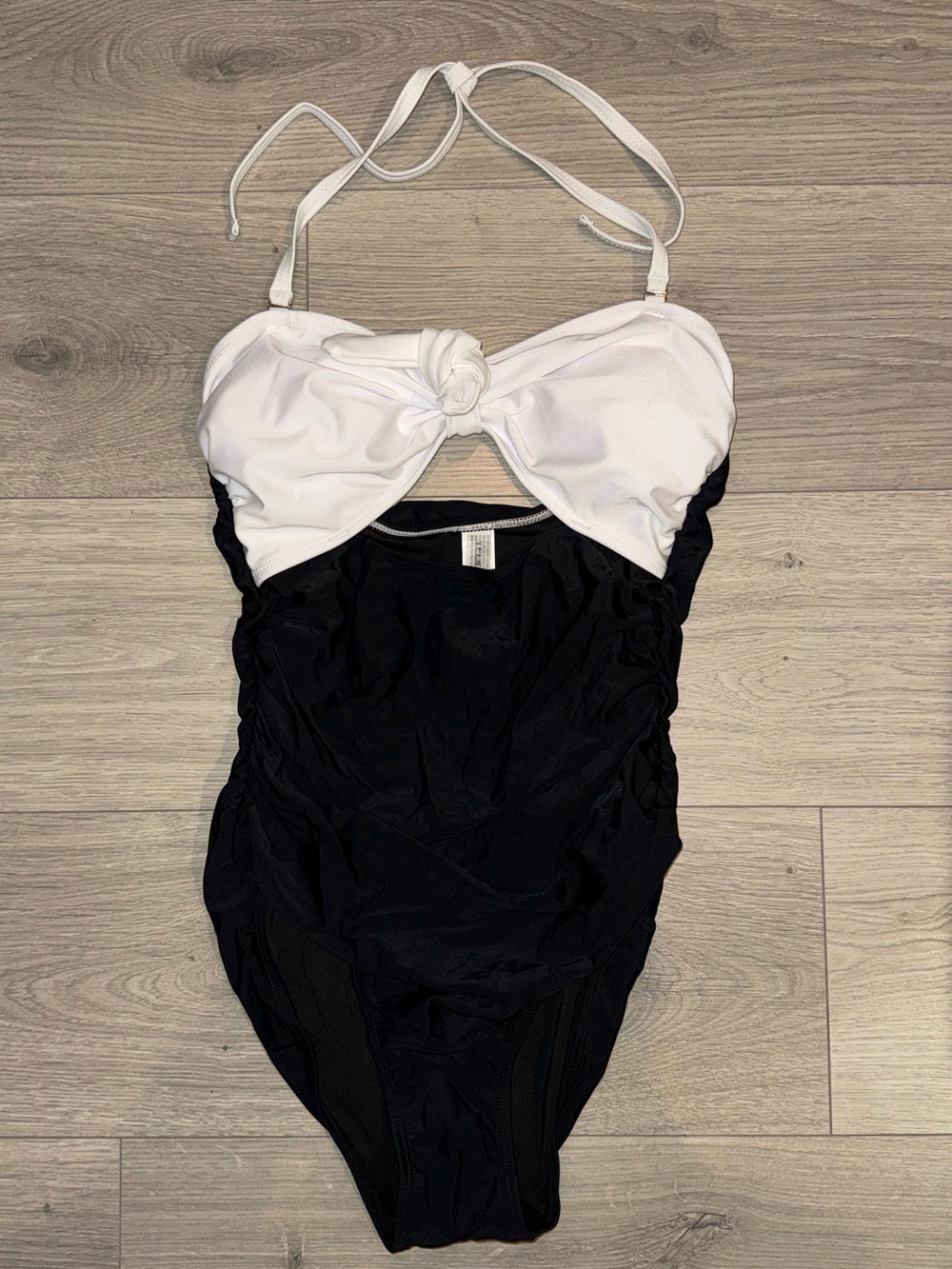 Black & White One-Piece Cut-Out Swimsuit with Twist Front NWOT